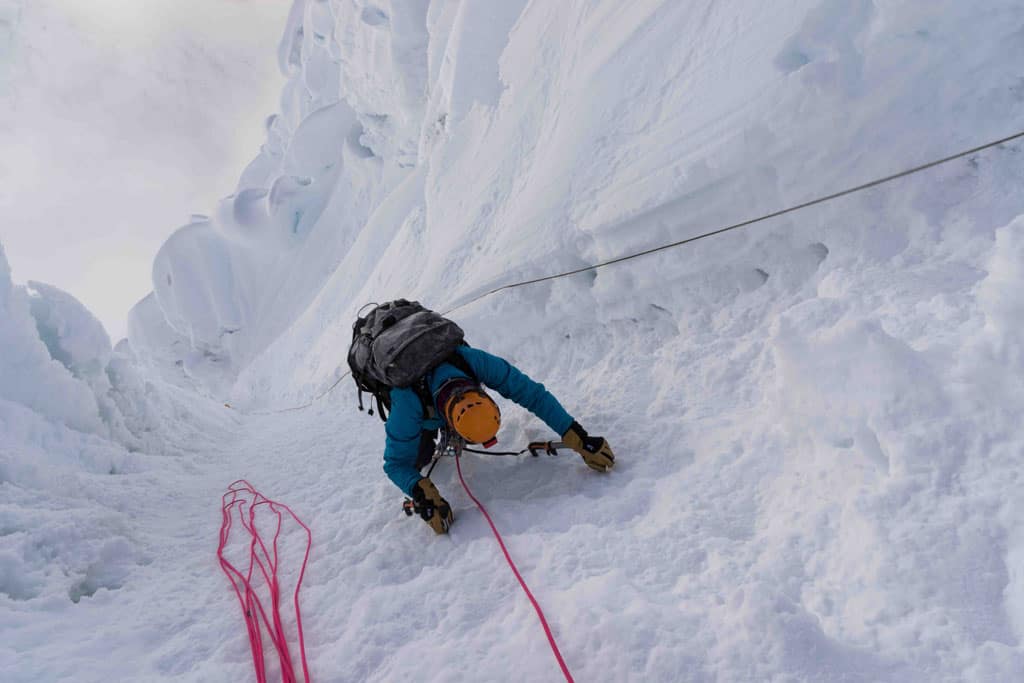 The top of pitch 6 near the summit of alpamayo