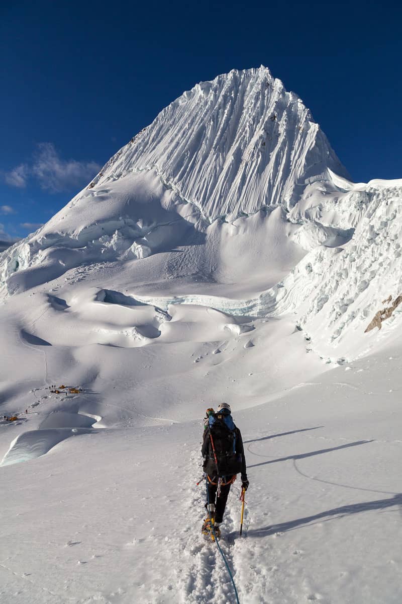 Walking to Col Camp Alpamayo